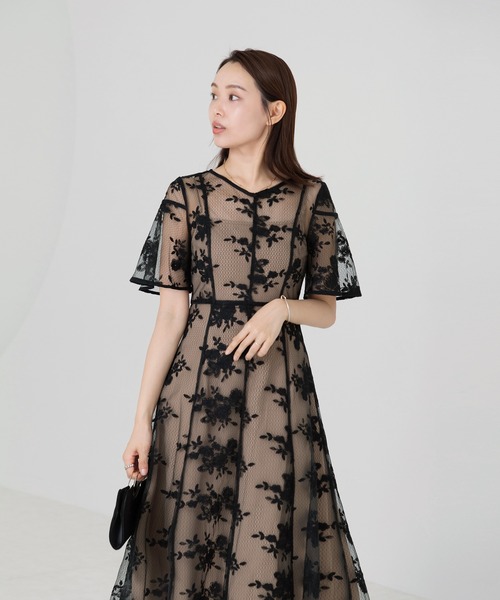 セール】【LEJA】花柄後ろリボン半袖キャミワンピースセットアップ