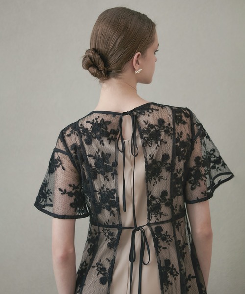 セール】【LEJA】花柄後ろリボン半袖キャミワンピースセットアップ
