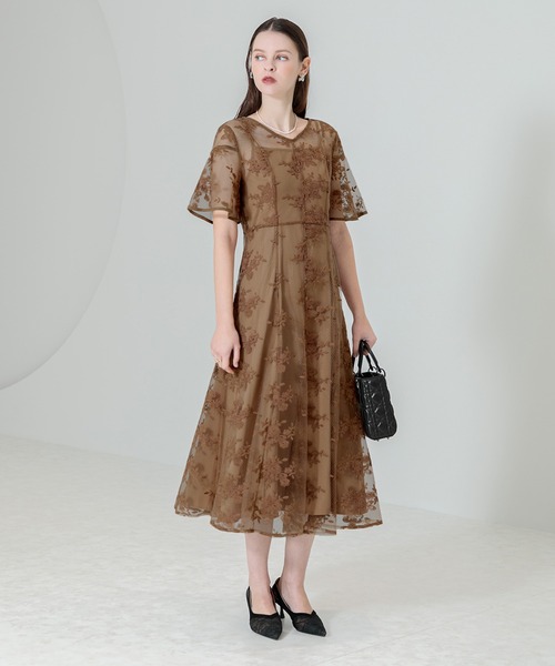 セール】【LEJA】花柄後ろリボン半袖キャミワンピースセットアップ