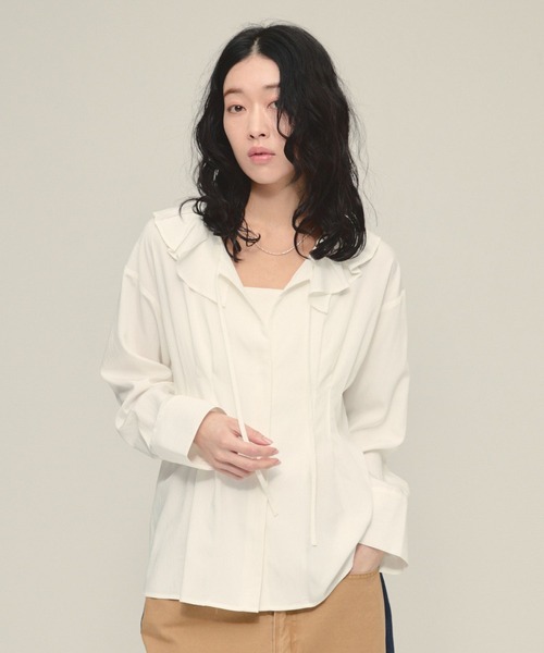 eL】Tuck Frill Collar Shirt/645564（シャツ/ブラウス）｜eL（エル
