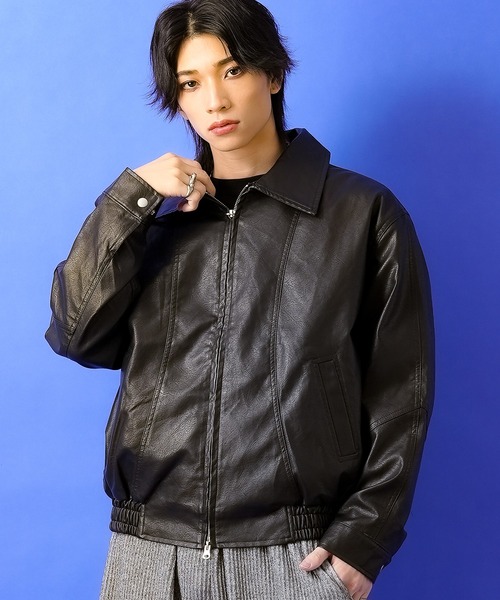 美品山羊革 freedomブラックレザーブレザー L S115959047 - ジャケット