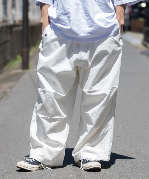 HOUSTON（ヒューストン）の「【22】ポプリン ワイドスノーカモパンツ