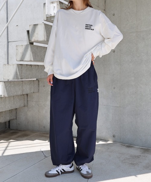 新色・新サイズ追加】ANMEロゴナイロンワイドパンツ【接触冷感/UV