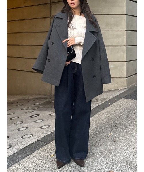 セール】DOUBLE BREASTED MID コート（ピーコート）｜MOUSSY（マウジー