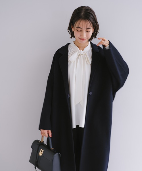 セール】【新色追加】リバーロングコクーンコート（チェスターコート