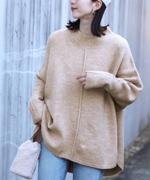 ゆるシルエットで華奢見え叶う！ドルマンスリーブハイネックリブ