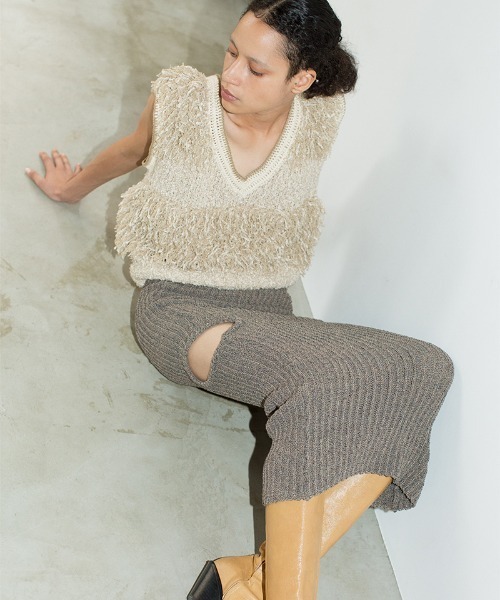 leinwande（ラインヴァンド）の「Tweed Fringe Top（その他トップス