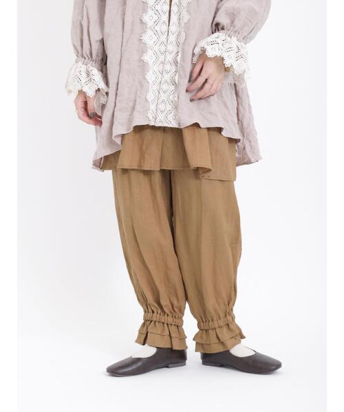 Samansa Mos2（サマンサ モスモス）の「リネン裾フリルギャザーパンツ