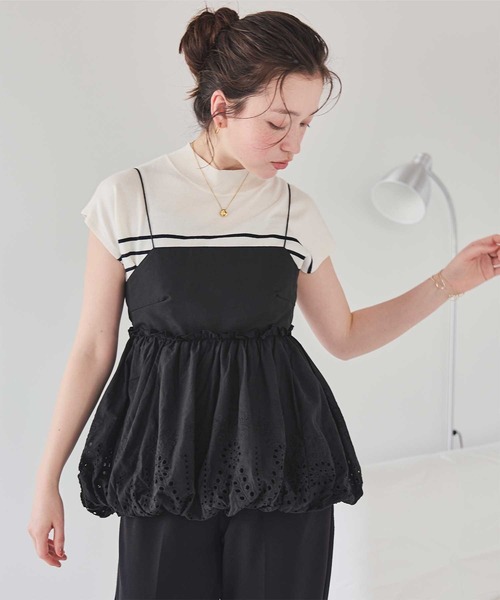 コットン刺繍レースキャミソールトップス（キャミソール）｜titivate