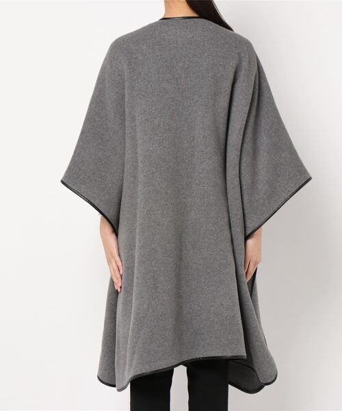 IENA ウールコートポンチョグレーウールトリミングポンチョ再値下げ