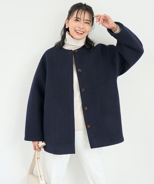 セール】ボンディング フォルムコート（ノーカラーコート）｜UNFILO