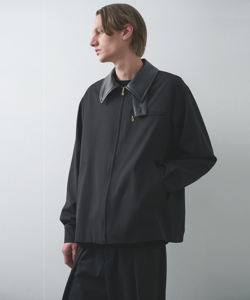 CULLNI】別注 Leather Color Zip Blouson/別注 襟レザーウールブルゾン