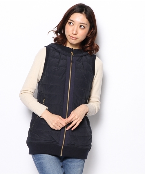 PLST（プラステ）の「フード付ロングダウンベスト（ダウンベスト