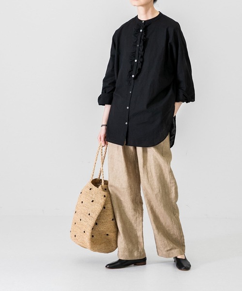 かぐれ（カグレ）の「コットンリネンフリルブラウス（シャツ/ブラウス