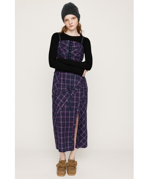 セール】FRONT HOOK CHECK CAMI OP フロントホック チェック キャミ