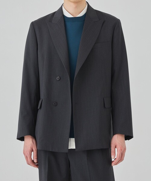 セール】シャドーストライプダブルジャケット ストレッチ｜形状安定性