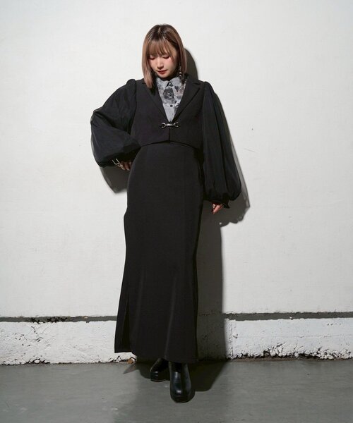 Mavie..7】チュール袖ショートジャケット（テーラードジャケット