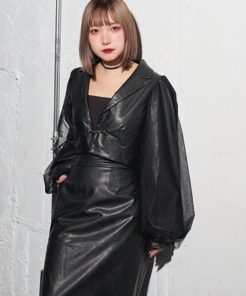 Mavie..7】チュール袖ショートジャケット（テーラードジャケット