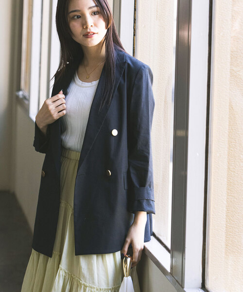 Noble（ノーブル）の「《追加》麻ストレッチピークドラペルダブル