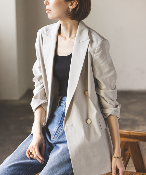 Noble（ノーブル）の「《追加》麻ストレッチピークドラペルダブル