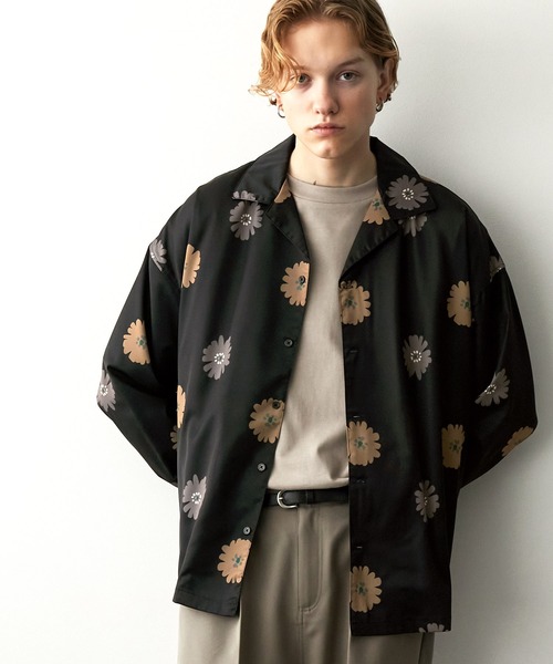 ルーズオーバーオープンカラーマルチパターンL/Sシャツ EMMA CLOTHES