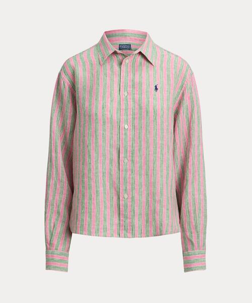 ワイド クロップド ギンガム リネン シャツ（シャツ/ブラウス）｜POLO