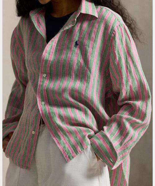 ワイド クロップド ギンガム リネン シャツ（シャツ/ブラウス）｜POLO