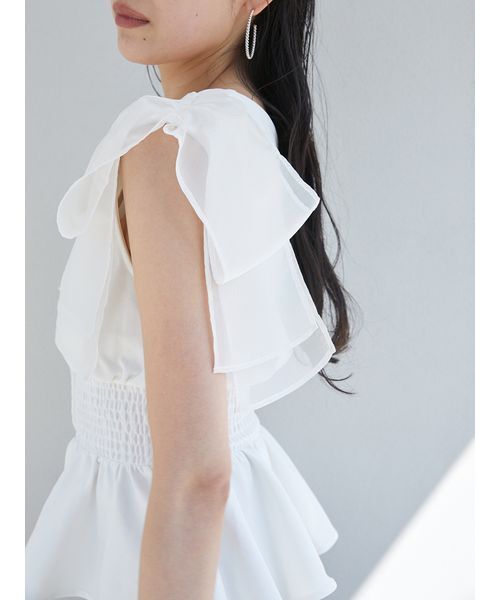 セール】ウエストシャーリングリボンカットプルオーバー（Tシャツ