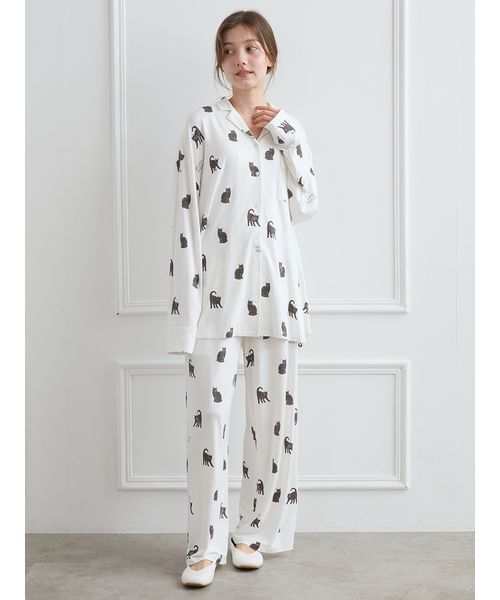 gelato pique（ジェラートピケ）の「CAT総柄シャツ（ルームウェア