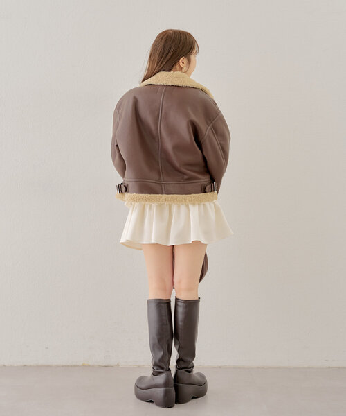 Chico（チコ）の「ボアレザーライダースジャケット（その他アウター