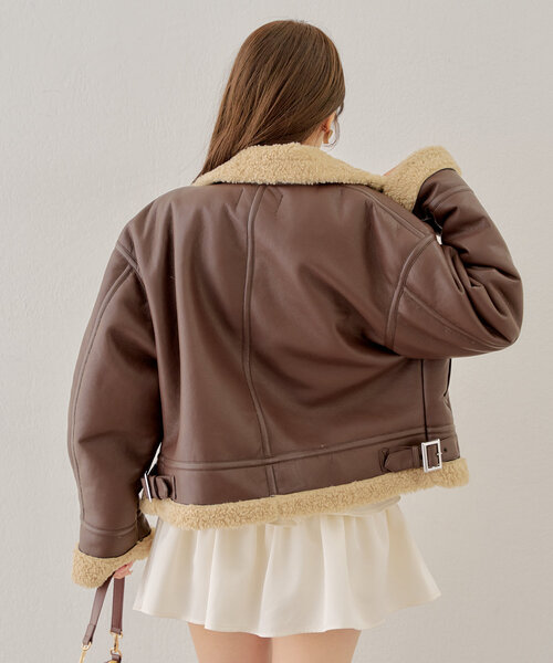 Chico（チコ）の「ボアレザーライダースジャケット（その他アウター