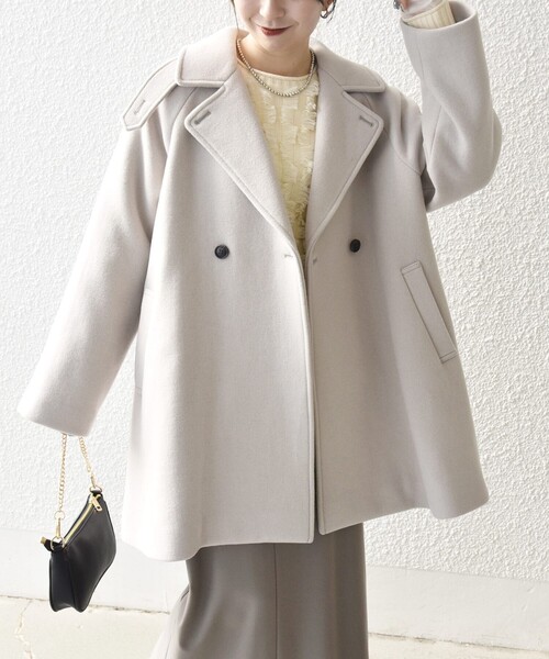 WEB限定】SHIPS any: PURE WOOL スタンド & テーラード ハーフ コート