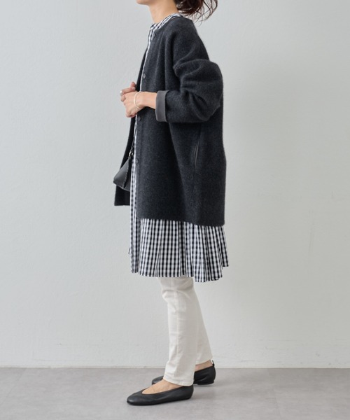 BEARDSLEY（ビアズリー）の「ニットコート（ノーカラーコート）」 - WEAR