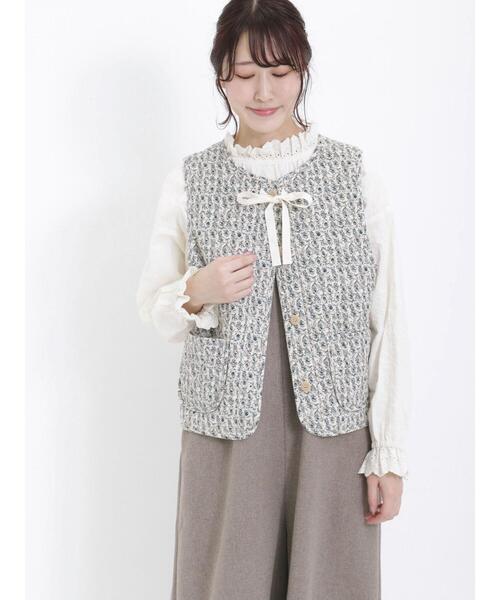 Samansa Mos2（サマンサ モスモス）の「花柄リバーシブル中綿ベスト