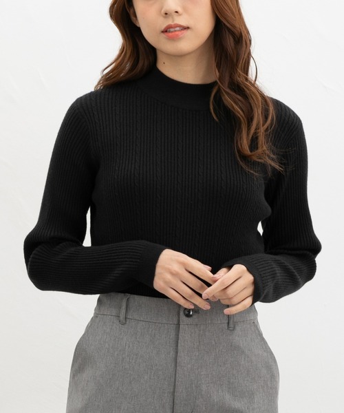 セール】ケーブル編ハイネックニット（ニット/セーター）｜Honeys