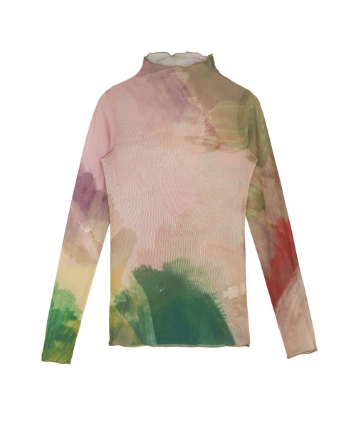 Ameri（アメリ）の「ELIZABETH STAINED GLASS SHEER TOP（Tシャツ