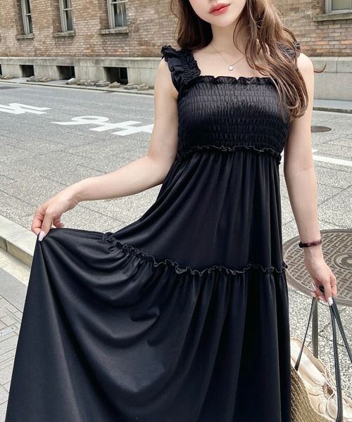 シャーリングティアードカットソーワンピース（ワンピース）｜moment+