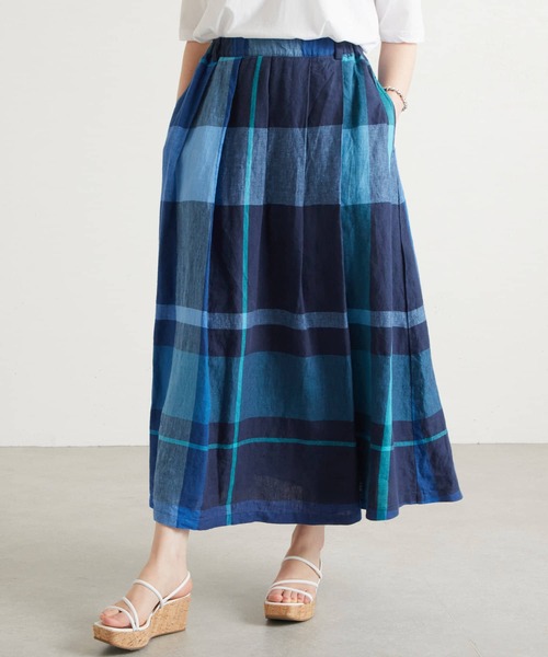 BEARDSLEY（ビアズリー）の「リネンビッグチェックスカート（スカート