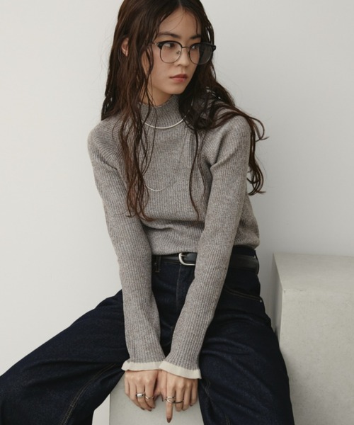 セール】【ロングセラー！】ハイネックミックスリブニット（ニット
