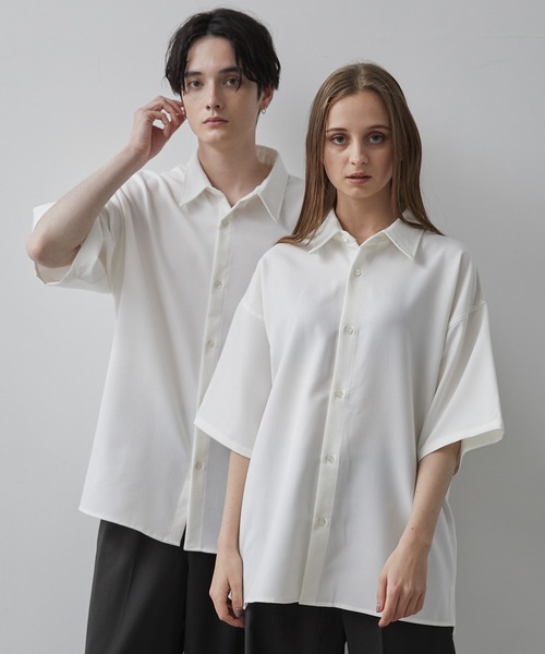 CLEL】TR Loose Half Sleeve Regular Collar Shirt / TR ルーズ半袖