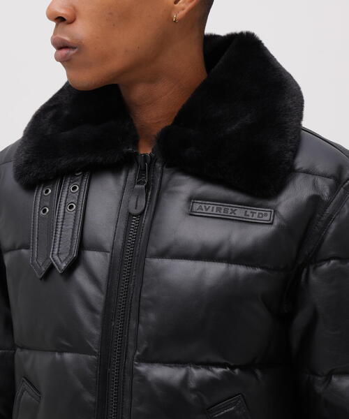 セール】LEATHER DOWN BOMMER JACKET / レザー ダウン ボマー