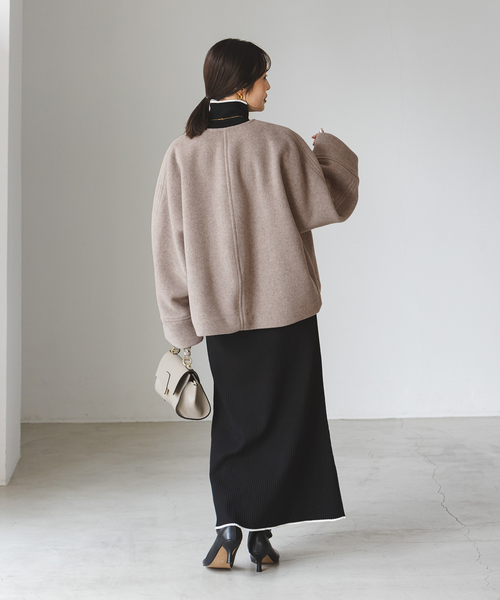 Noble（ノーブル）の「MTRショートケープブルゾン（ノーカラーコート