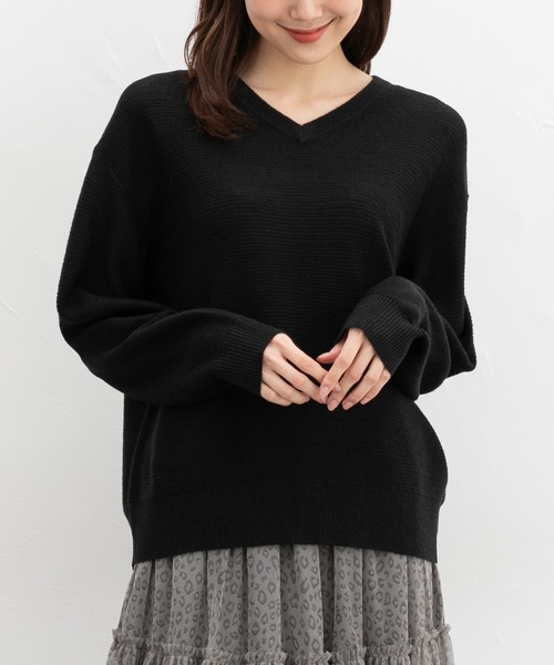 セール】【UVカット・ウォッシャブル】Vネックラメニット（ニット