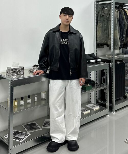 セール】8272 ウォッシュドレザーシングルジャケット (ブラック