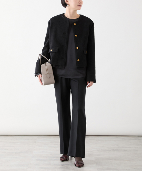 セール】ノーカラーツイードジャケット（ノーカラージャケット