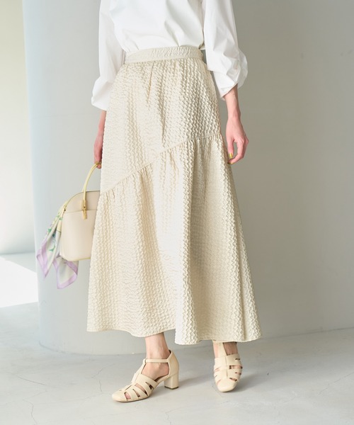 セール】【emur】セットアップ対応/ふくれジャガードアシンメトリー