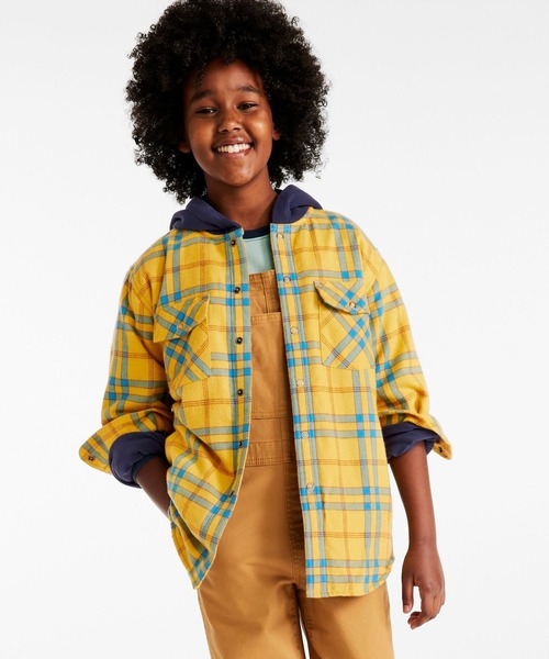 キッズ・フリース・ラインド・フランネル・シャツ、フーディ プラッド