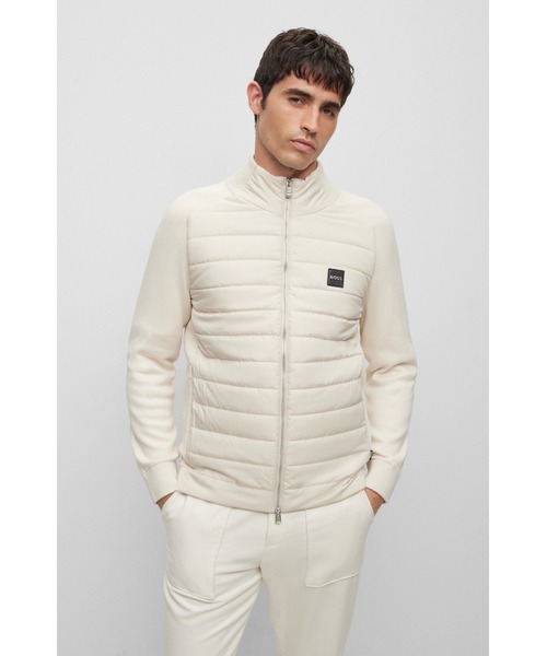 BOSS（ボス）の「ミックスマテリアル ジップアップ ニットジャケット