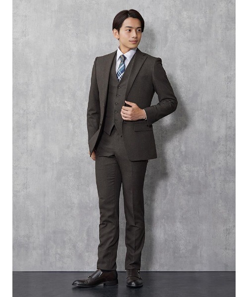 セール】【上下洗える/ベスト付】WEB限定スリーピーススーツ ウール