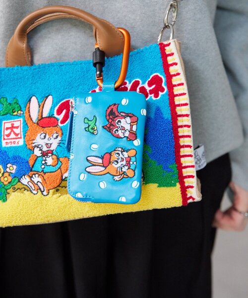 クッピーラムネ×ear】本革/コラボカラビナ付きパス＆キーケース